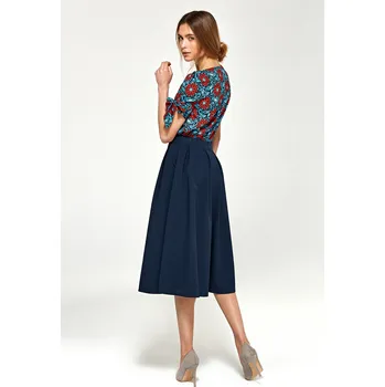 Dámská sukně midi sukně s řasením SP78 Barva: Tmavě Modrá, Velikost: XL