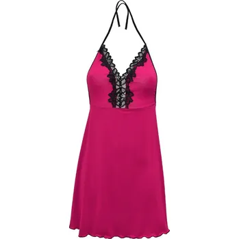 Dámské šaty Dámská košilka z viskózy s krajkovým výstřihem Lucja Barva: Růžová, Velikost: XL