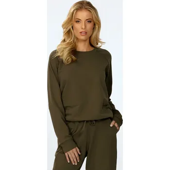 Dámská mikina Mikina Venezia s dlouhým rukávem bez kapuce Dkaren Barva: Khaki, Velikost: S
