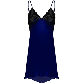 Sexy saténová košilka na ramínka s krajkovými košíčky Evelyn Barva: Tmavě Modrá, Velikost: XS