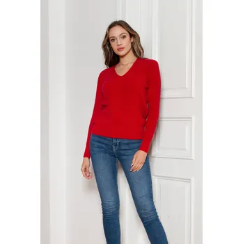 Dámský svetr Žebrovaný svetr SWE146 Barva: Červená, Velikost: L