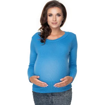 Dámský svetr Těhotenský svetr s locikovým výstřihem 40038 PeeKaBoo Barva: Džínová, Velikost: ONE SIZE