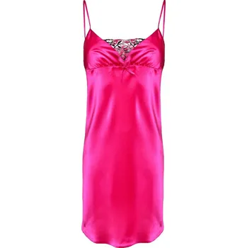 Krajková košilka ze saténu s ramínky Sali Barva: Růžová, Velikost: XS