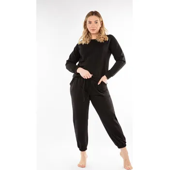 Bavlněná tepláková souprava mikina a tepláky WENEZJA Barva: Černá, Velikost: L