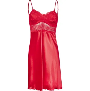 Saténová noční košilka PERI s krajkou Dkaren Barva: Červená, Velikost: XS