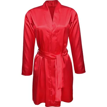 Dámské erotické prádlo Sexy saténový župan s páskem Agnes 2 Dkaren Barva: Červená, Velikost: XL