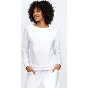 Dámská mikina Mikina Venezia s dlouhým rukávem bez kapuce Dkaren Barva: Bílá, Velikost: XL