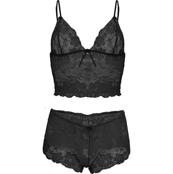 Dámské erotické prádlo Sada spodního prádla krajkový top + boxerky Nina Barva: Černá, Velikost: M