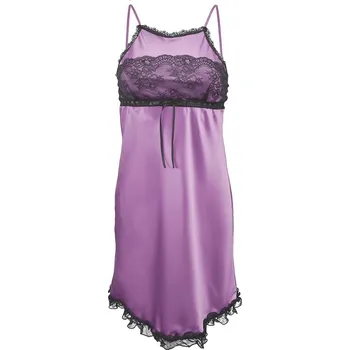 Saténová košilka na ramínka s krajkou Kasandra Barva: Vřesová, Velikost: XS