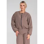 Krátká bunda na zip s pružným lemem M1198 Barva: Hnědá, Velikost: S/M