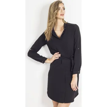 Dámské šaty Šaty AMARA rovného střihu s mírně asymetrickým lemem IVON Barva: Černá, Velikost: L