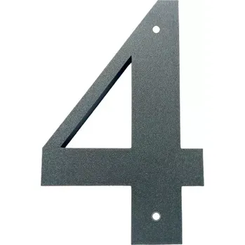 Domovní cedule Domovní číslo popisné 4 na zeď, vrata, sloupky s dírami pro vruty barva antracit, výška 170 mm (Domovní číslo 4 antracit s dírami)