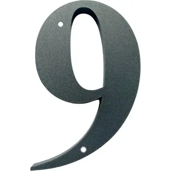 Domovní cedule Domovní číslo popisné 9 na zeď, vrata, sloupky s dírami pro vruty barva antracit, výška 170 mm (Domovní číslo 9 antracit s dírami)
