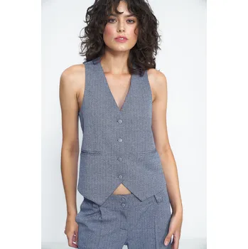 Dámská vesta obleková vesta se vzorem rybí kost Barva: Tmavě Modrá, Velikost: XL