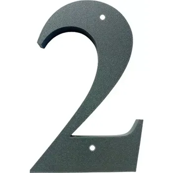 Domovní cedule Domovní číslo popisné 2 na zeď, vrata, sloupky s dírami pro vruty barva antracit, výška 170 mm (Domovní číslo 2 antracit s dírami)