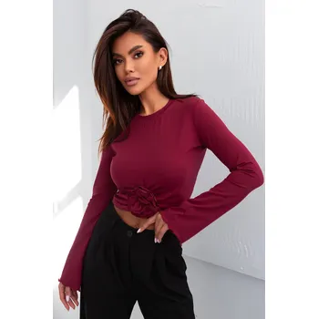 Dámská halenka Halenka s 3D růží ROSE Barva: Bordová, Velikost: XS