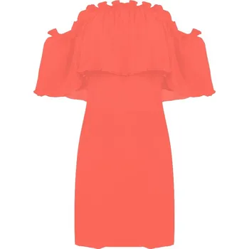 Příjemná viskózová košilka - šaty španělské HOLLY Barva: Korálová, Velikost: XS