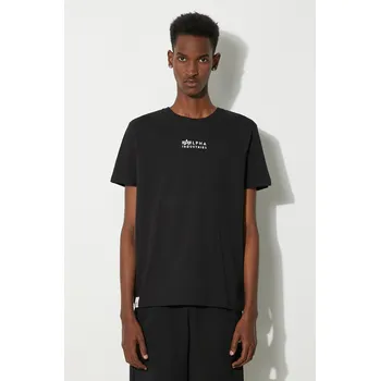 Pánské tričko Bavlněné tričko Alpha Industries černá barva, s potiskem, 118529.649-black, L, 99X