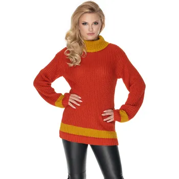 Silný dámský svetr s rolákem 70030 Barva: Červená, Velikost: ONE SIZE