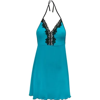 Dámské šaty Dámská košilka z viskózy s krajkovým výstřihem Lucja Barva: Tyrkysová, Velikost: S