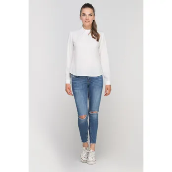 Dámská halenka Halenka s originálním stojáčkem BLU138 Barva: Bílá, Velikost: M