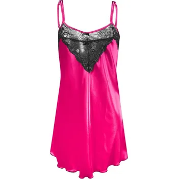 Dámské erotické šaty Satemová sexy košilka s trojúhelníkovou krajkou Carla Barva: Růžová, Velikost: 2XL