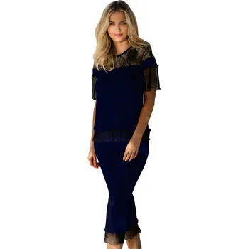 Pohodlné a příjemné pyžamo z jemné viskózové tkaniny Manuela Barva: Tmavě Modrá, Velikost: XS