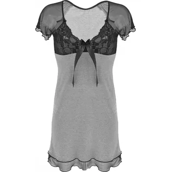 Sexy noční košilka s krajkou a tylovými rukávy Irina Barva: Šedá, Velikost: XS