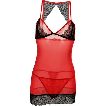 Set Aggie tylová košilka s krajkou + tanga Barva: Červená, Velikost: XL