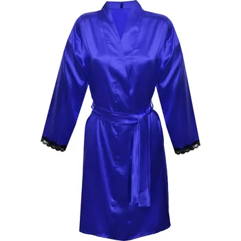 Dámský erotický župan Sexy saténový župan s opaskom Nancy Dkaren Barva: Modrá, Velikost: XL