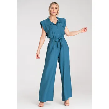 Dámský overall Overal se širokými nohavicemi a patkami M1176 Barva: Modrá, Velikost: ONE SIZE