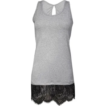 Viskózová košilka zakončená krajkou s kulatým výstřihem Taylor Barva: Šedá, Velikost: S