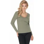 BASIC bavlněná halenka s výstřihem do V 0165 Barva: Khaki, Velikost: ONE SIZE