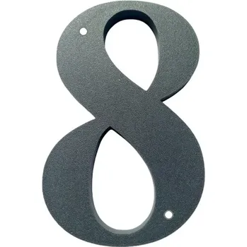 Domovní cedule Domovní číslo popisné 8 na zeď, vrata, sloupky s dírami pro vruty barva antracit, výška 170 mm (Domovní číslo 8 antracit s dírami)