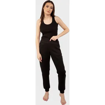 Žebrovaný bavlněný set, tepláky a top DK-K-P3 Dkaren Barva: Černá, Velikost: S