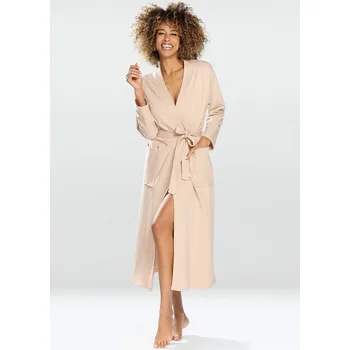 Dámský župan Bavlněný dámský župan s páskem MELISSA Barva: Béžová, Velikost: M