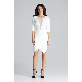 Dámské šaty Viskózové šaty s kontrastní vsadkou L012 Barva: Smetanová, Velikost: L