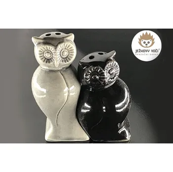 Mlýnek na koření KERAMICKÁ SADA NA SŮL A PEPŘ - TULÍCÍ SE SOVIČKY