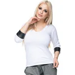 Pletená halenka s výstřihem a koženými manžetami 0102 Barva: Bílá, Velikost: ONE SIZE