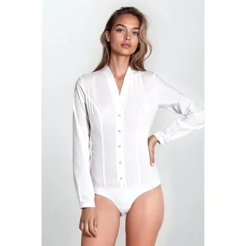 Dámská košile body košile bez límečku K55 Barva: Bílá, Velikost: S