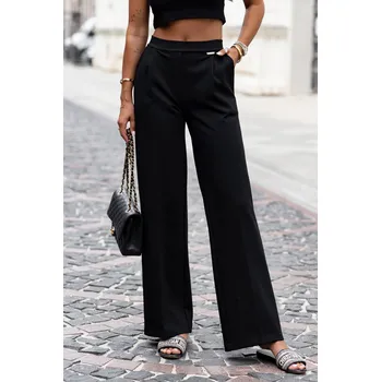 Dámské kalhoty Kalhoty s rovnými nohavicemi a záhybem Jinny Barva: Černá, Velikost: XS/S