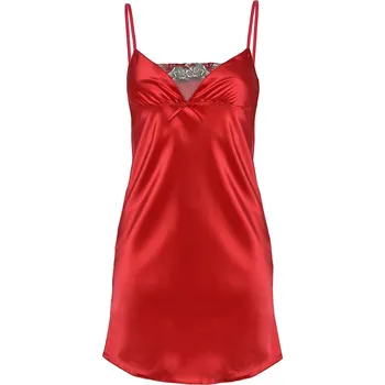 Krajková košilka ze saténu s ramínky Sali Barva: Červená, Velikost: XL