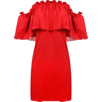 Příjemná viskózová košilka - šaty španělské HOLLY Barva: Červená, Velikost: XS