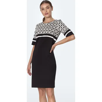 Dámské šaty Jednoduché šaty s kapsami ve vzoru pepita S246 Barva: Kostkovaná, Velikost: M