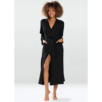 Dámský župan Bavlněný dámský župan s páskem MELISSA Barva: Černá, Velikost: S