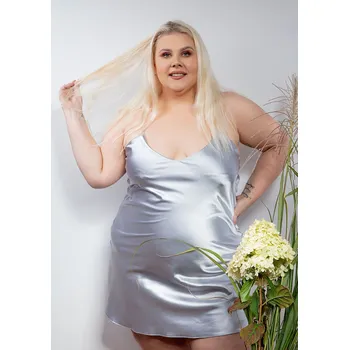 Mini saténová košilka na tenká ramínka KAREN Barva: Šedá, Velikost: 5XL