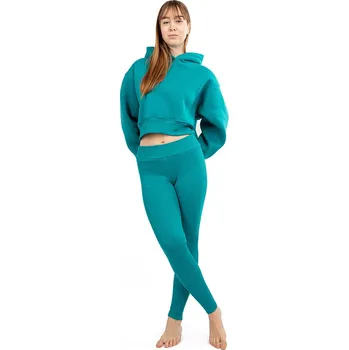 Bavlněný set 2v1 legíny a krátká mikina DK-K-B13 Barva: Tyrkysová, Velikost: XS