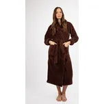 Plyšový dlouhý župan dámský s páskem ELIZA LONG Barva: Čokoládová, Velikost: 2XL