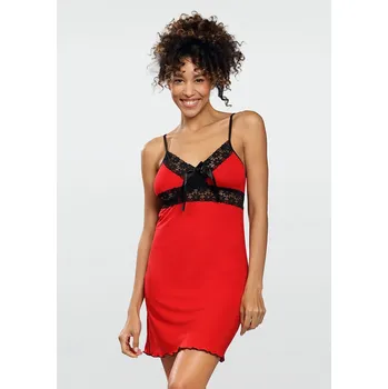 Dámské šaty Viskózová košilka s krajkou a mašlí Cassidy Dkaren Barva: Červená, Velikost: 2XL