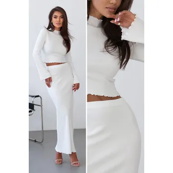 Souprava halenky a sukně GAIA s rozparkem Barva: Bílá, Velikost: M